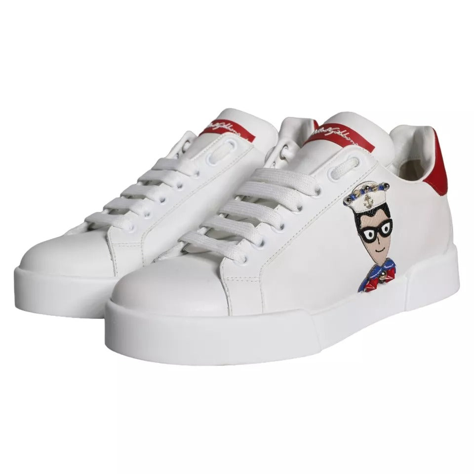 White Patch Calfskin Nappa Portofino Sneakers Shoes