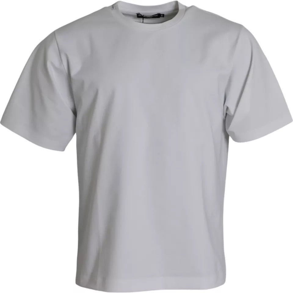 White Cotton Round Neck Short Sleeve T-shirt