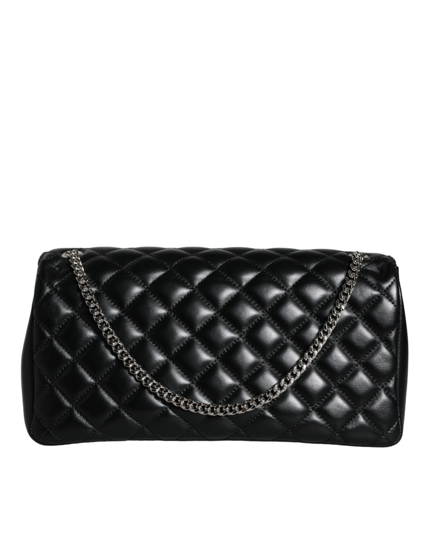 Black Quilted Lambskin Leather Crossbody Shoulder Bag