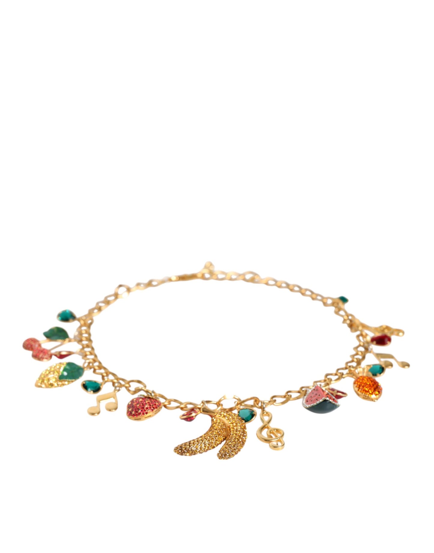 Gold Tone Brass Fruity Crystal Embellished Waist Chain Belt