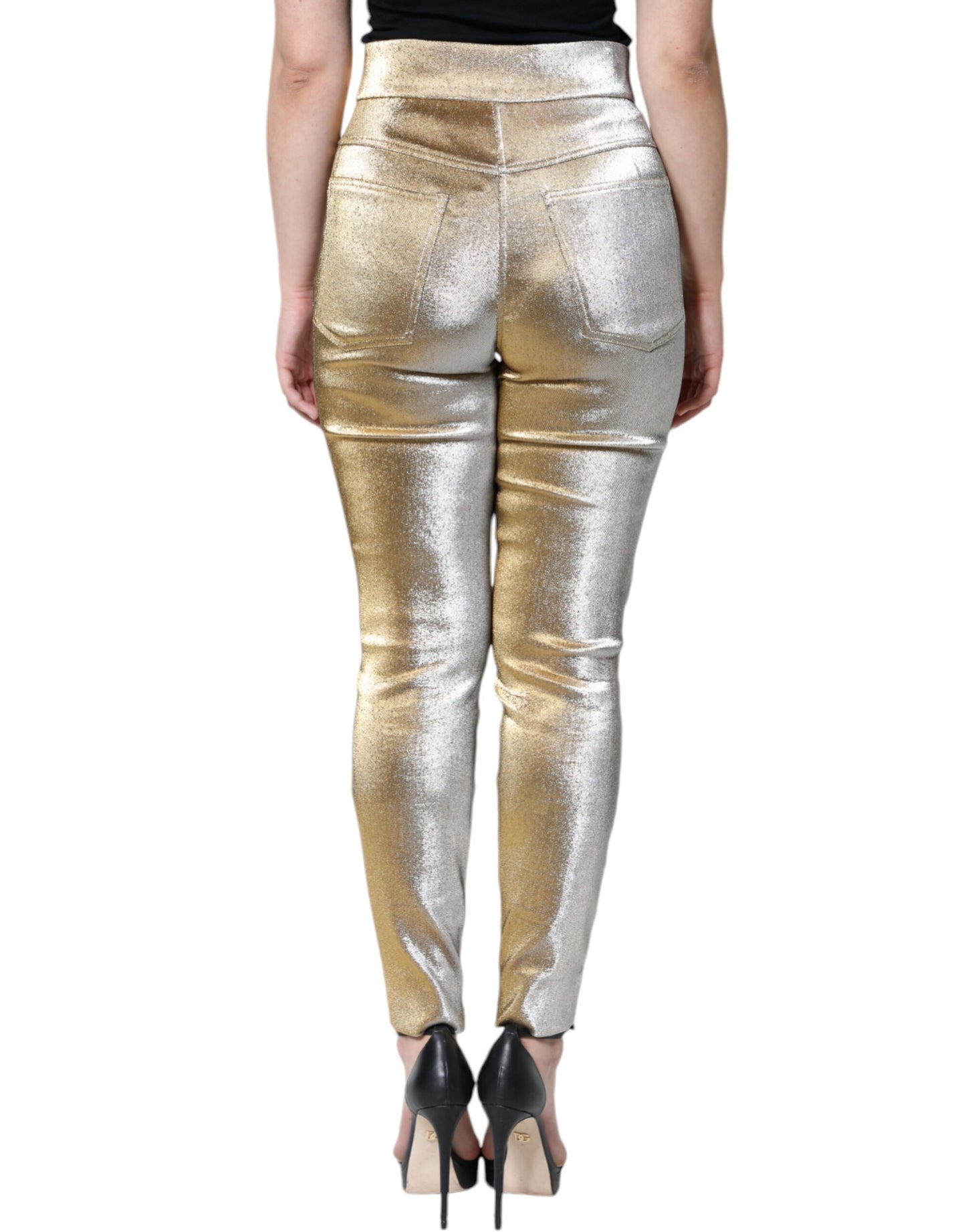 Metallic Gold High Waist Skinny Pants