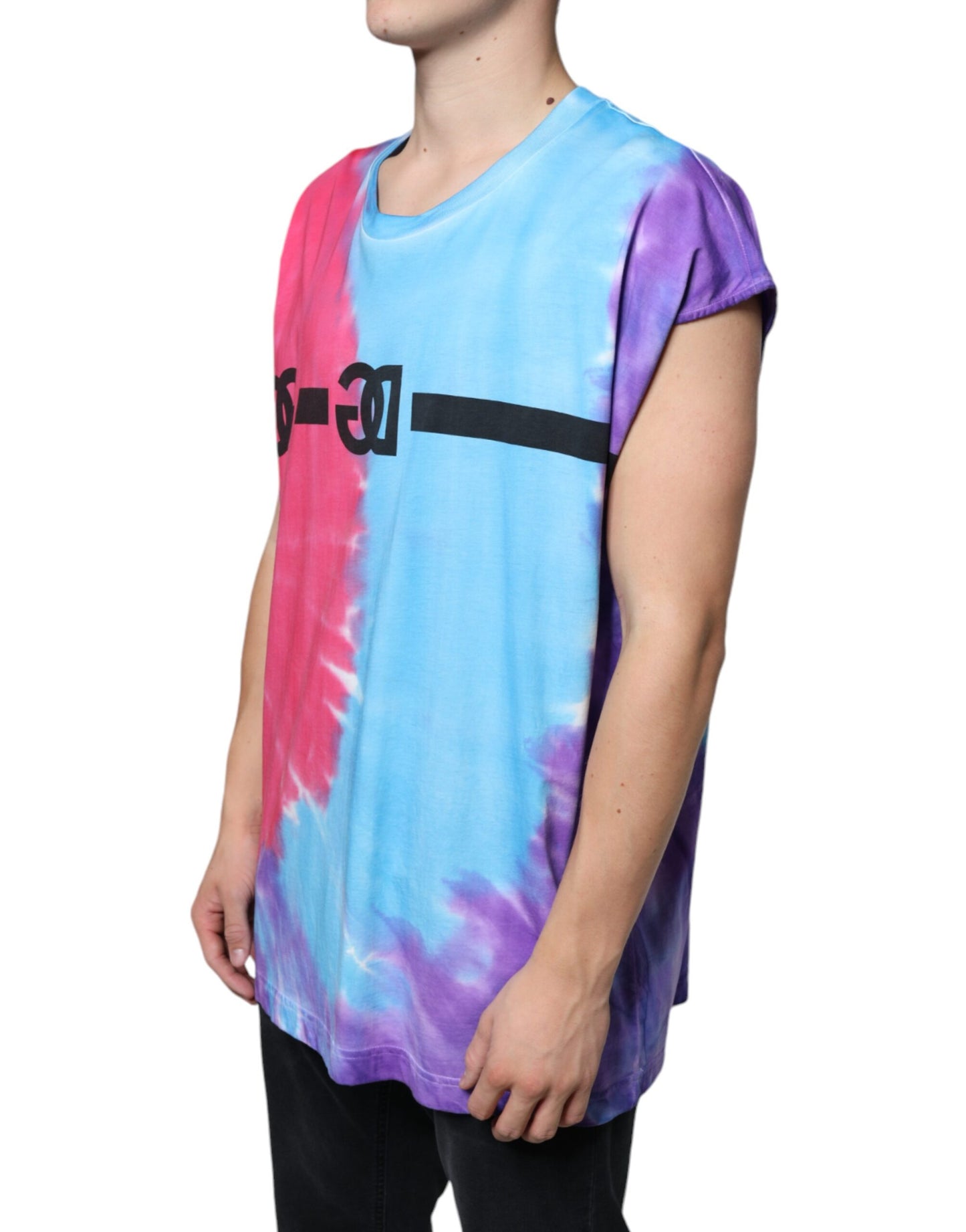 Multicolor Tie Dye Cotton Sleeveless T-shirt