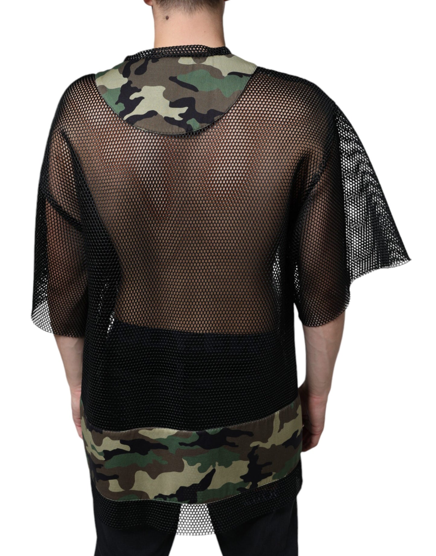 Black Mesh Camouflage Short Sleeves T-shirt