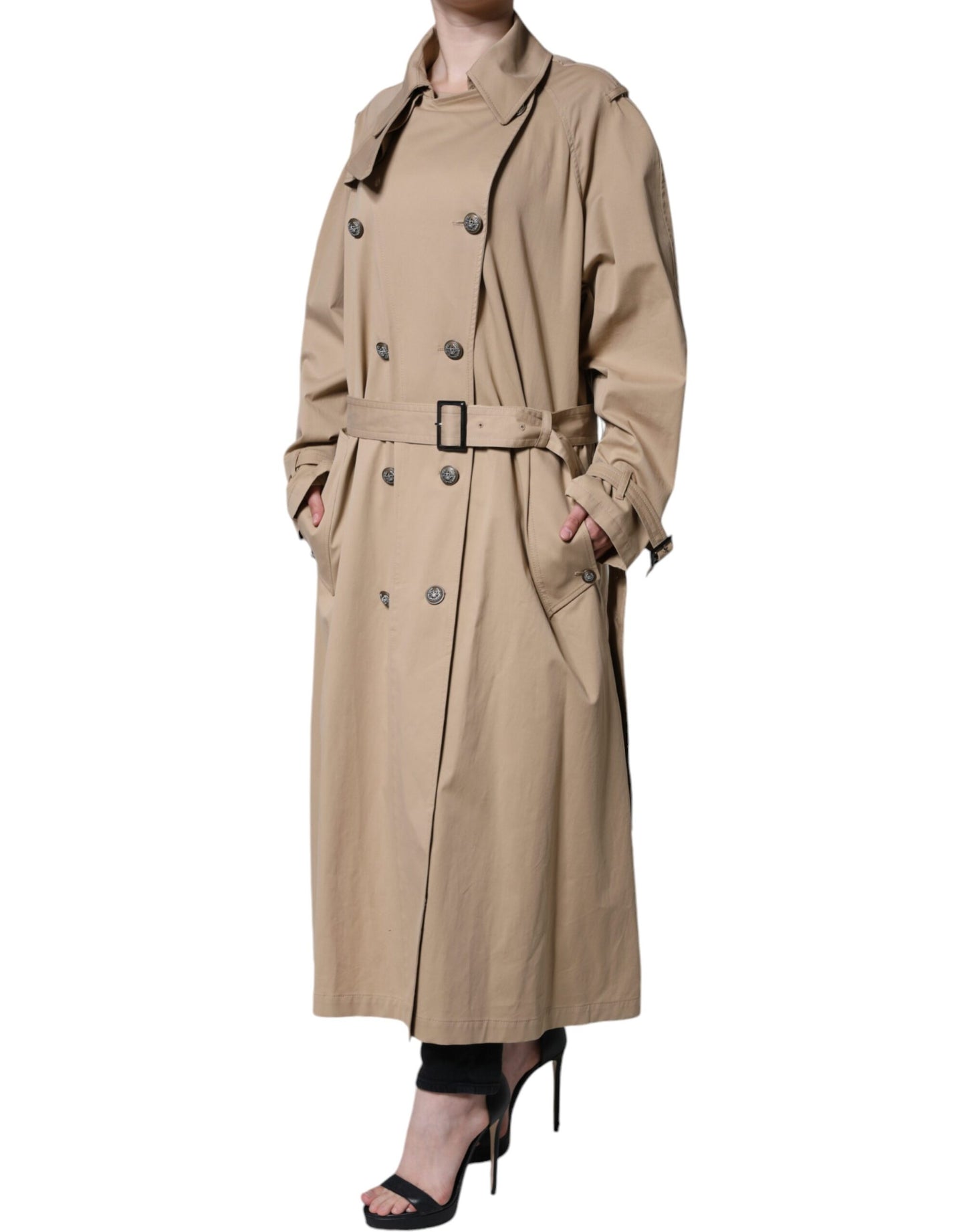 Khaki Double Breasted Trench Coat Jacket