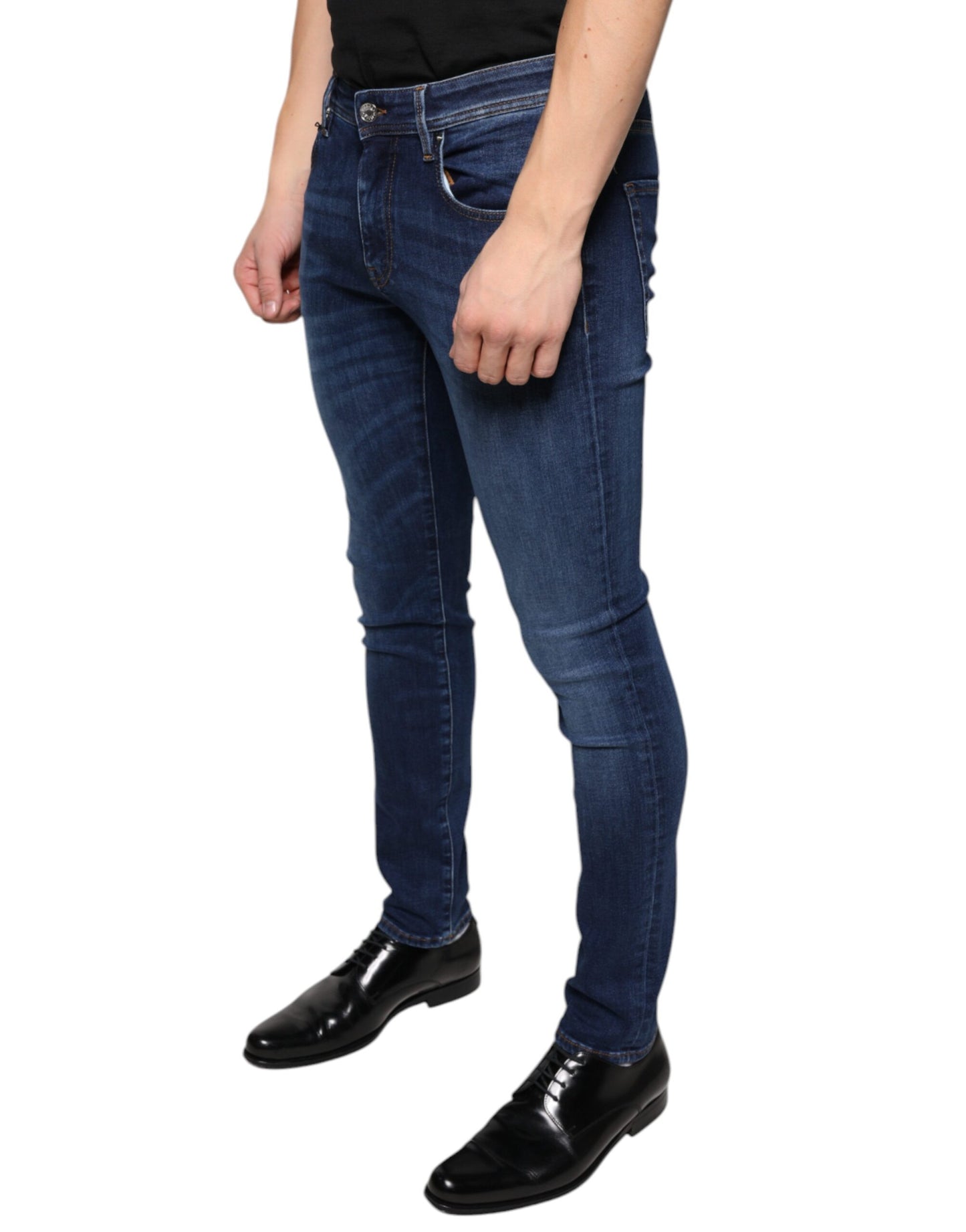 Dark Blue Cotton Stretch Skinny Denim Jeans