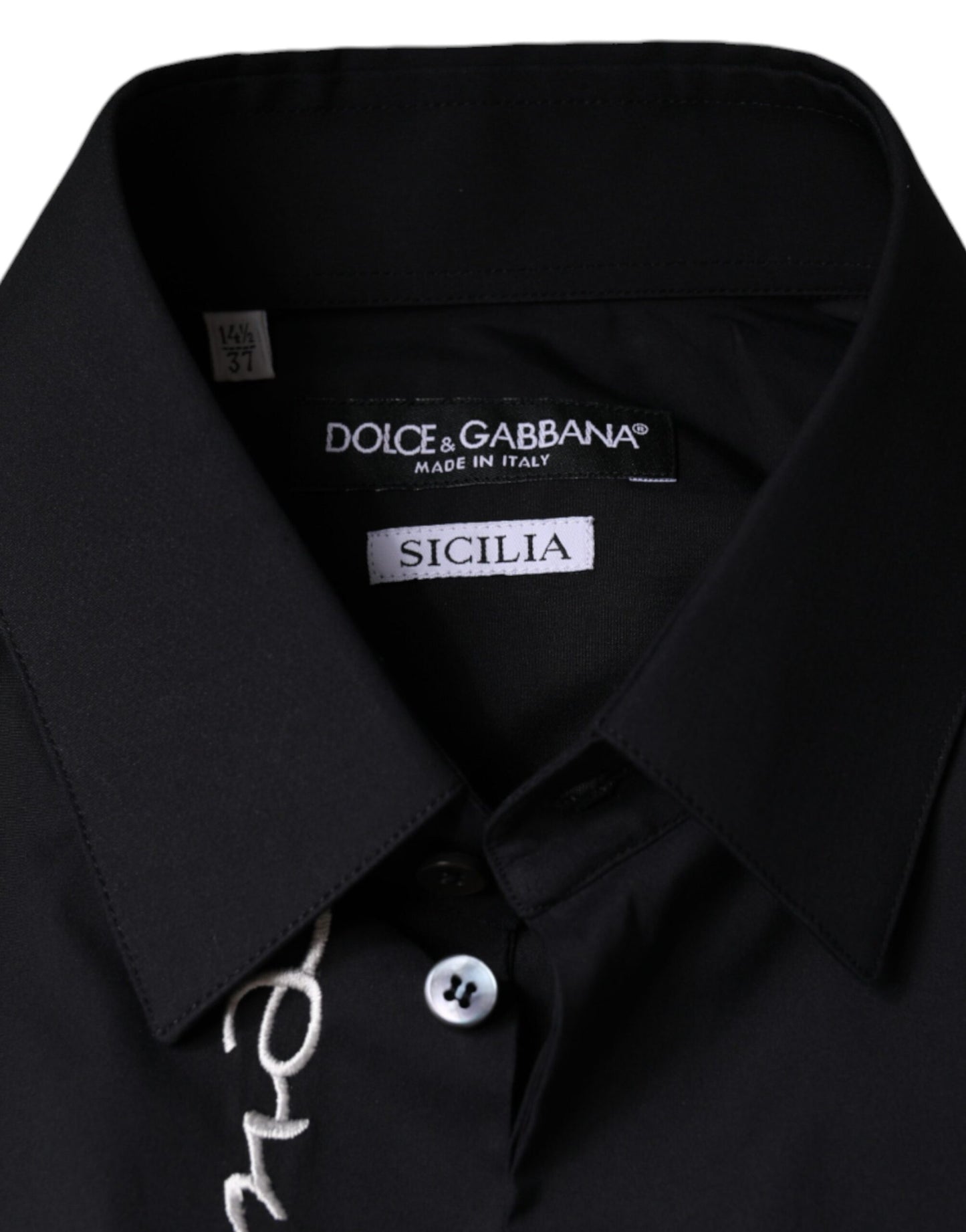 Black Logo Embroidered SICILIA Dress Shirt