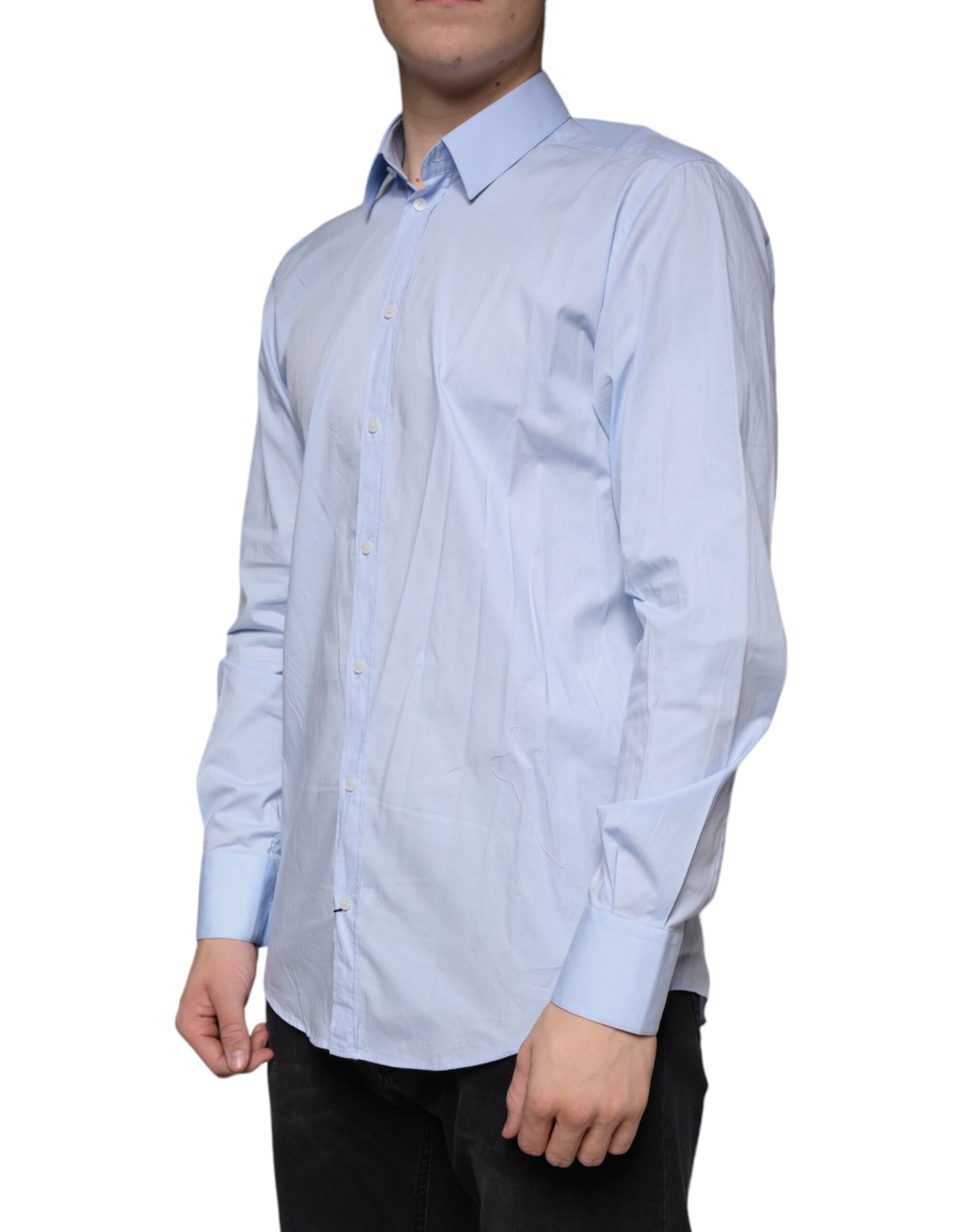 Light Blue MARTINI Cotton Dress Formal Shirt