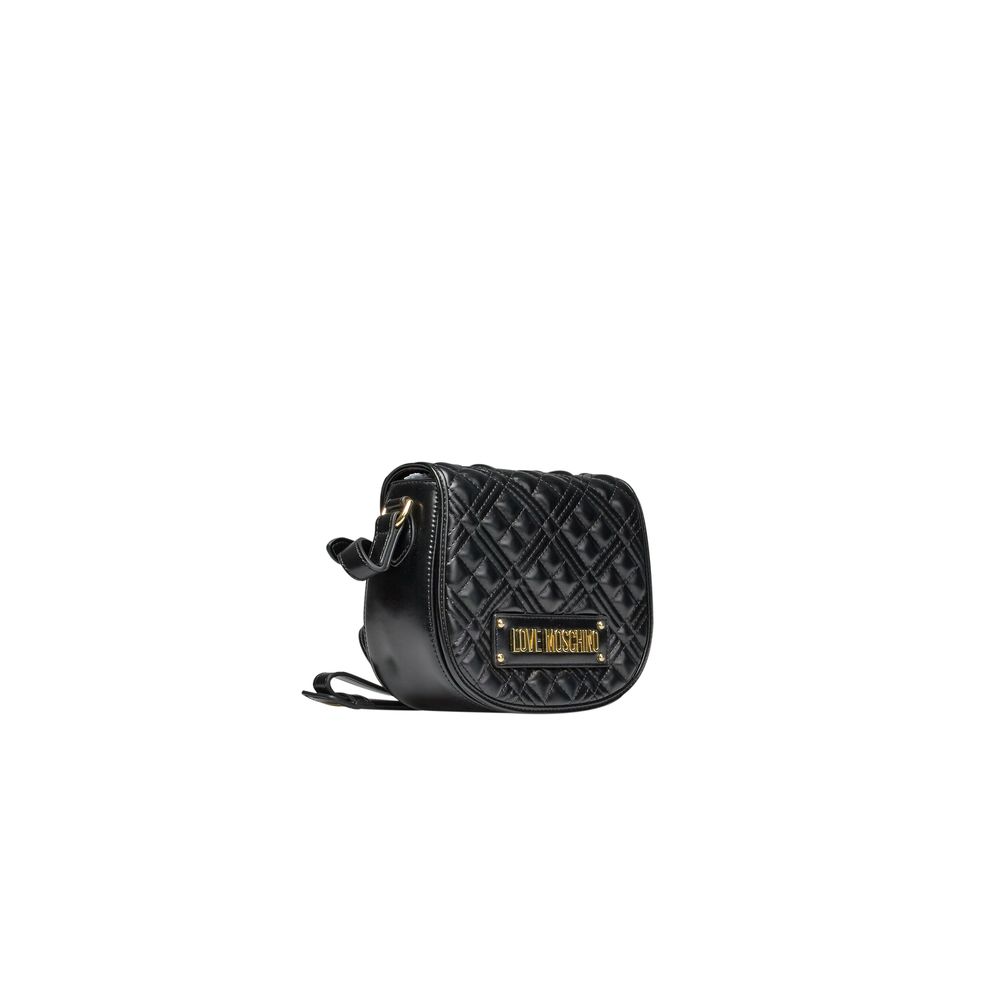 Black Polyethylene Women Crossbody Bag