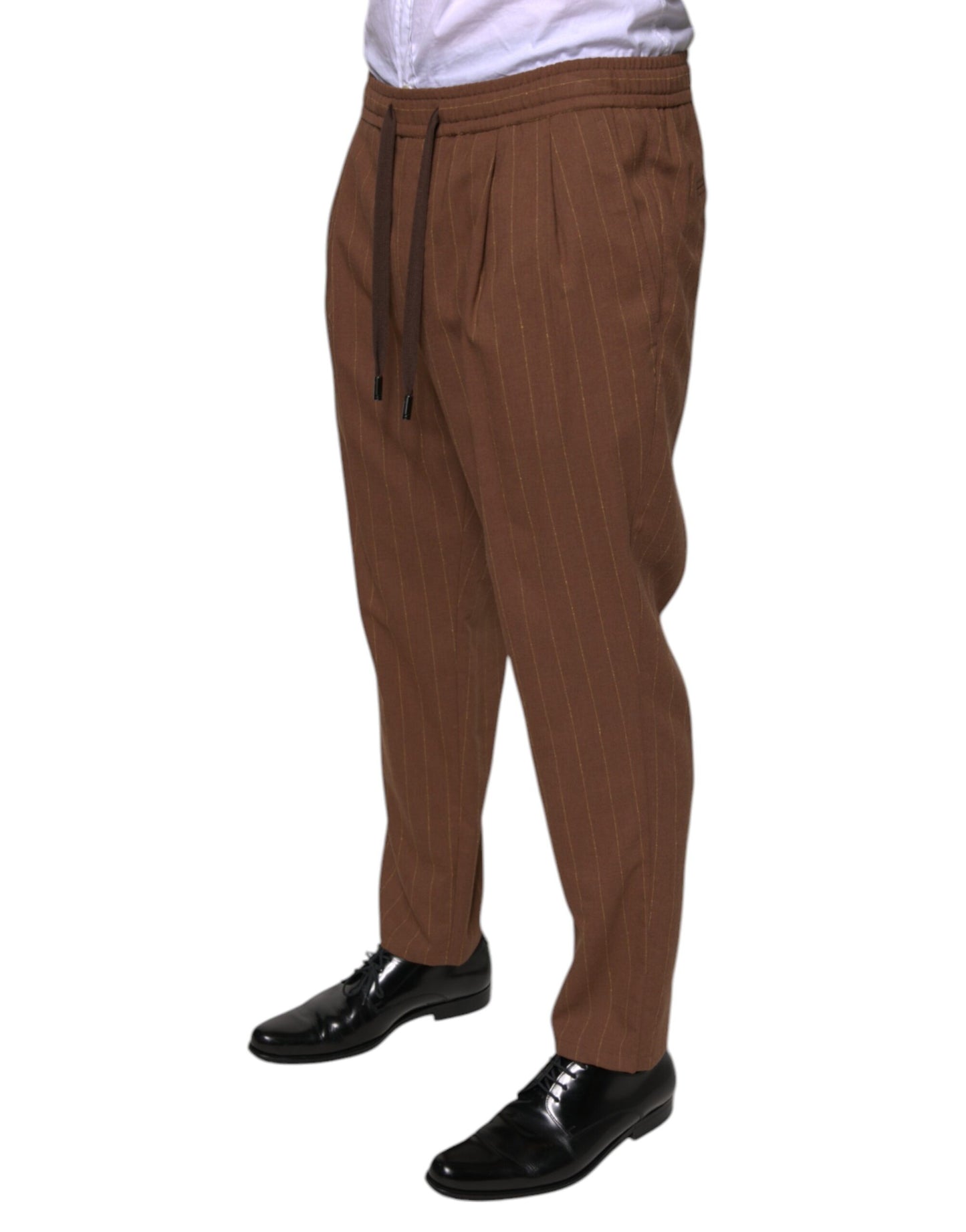 Brown Stripes Skinny Men Dress Pants