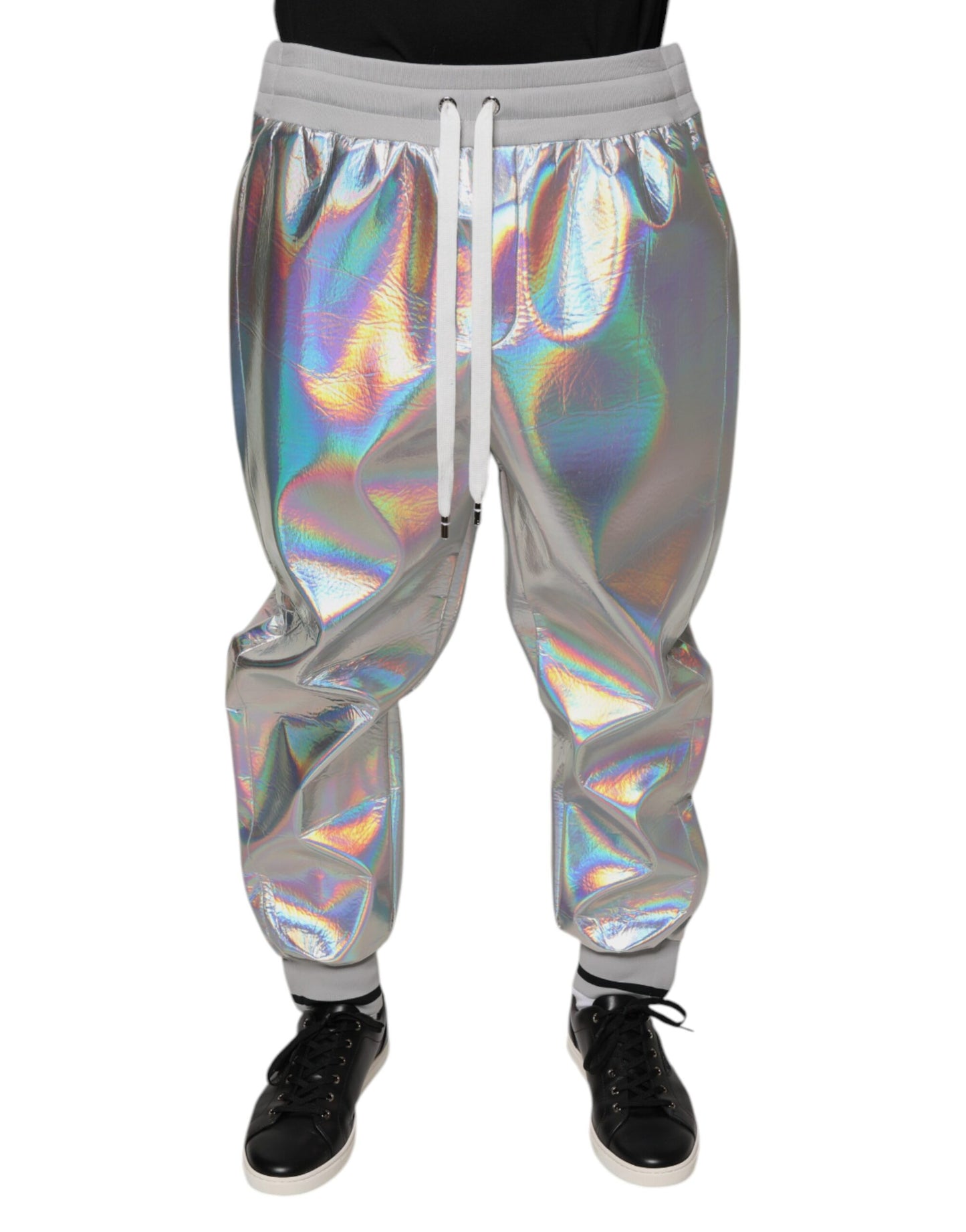 Silver Iridescent Men Jogger Sweatpants Pants