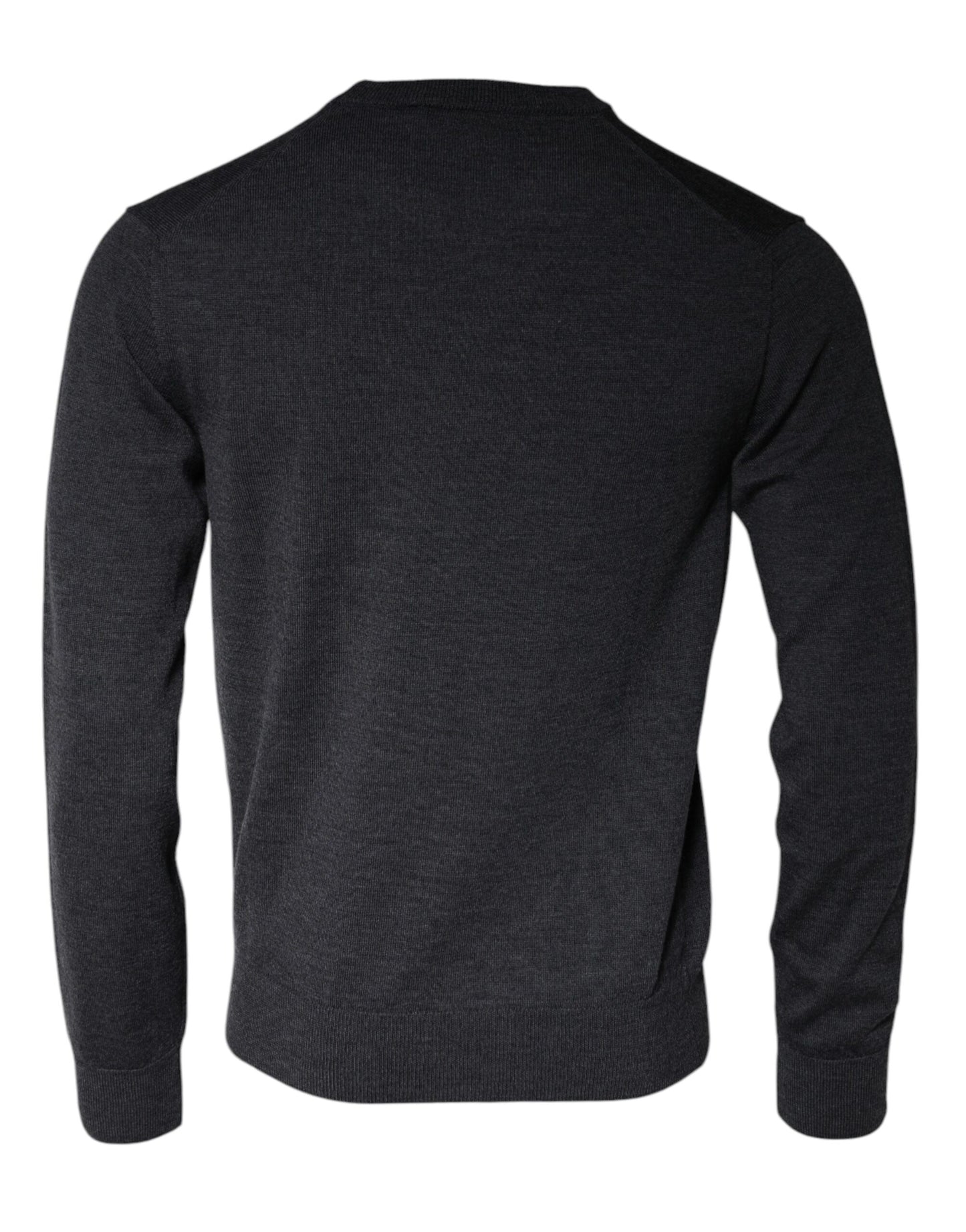 Dark Gray Wool Crew Neck Pullover Sweater