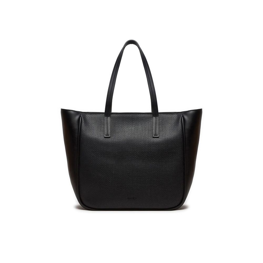 Black Synthetic Leather Handbag