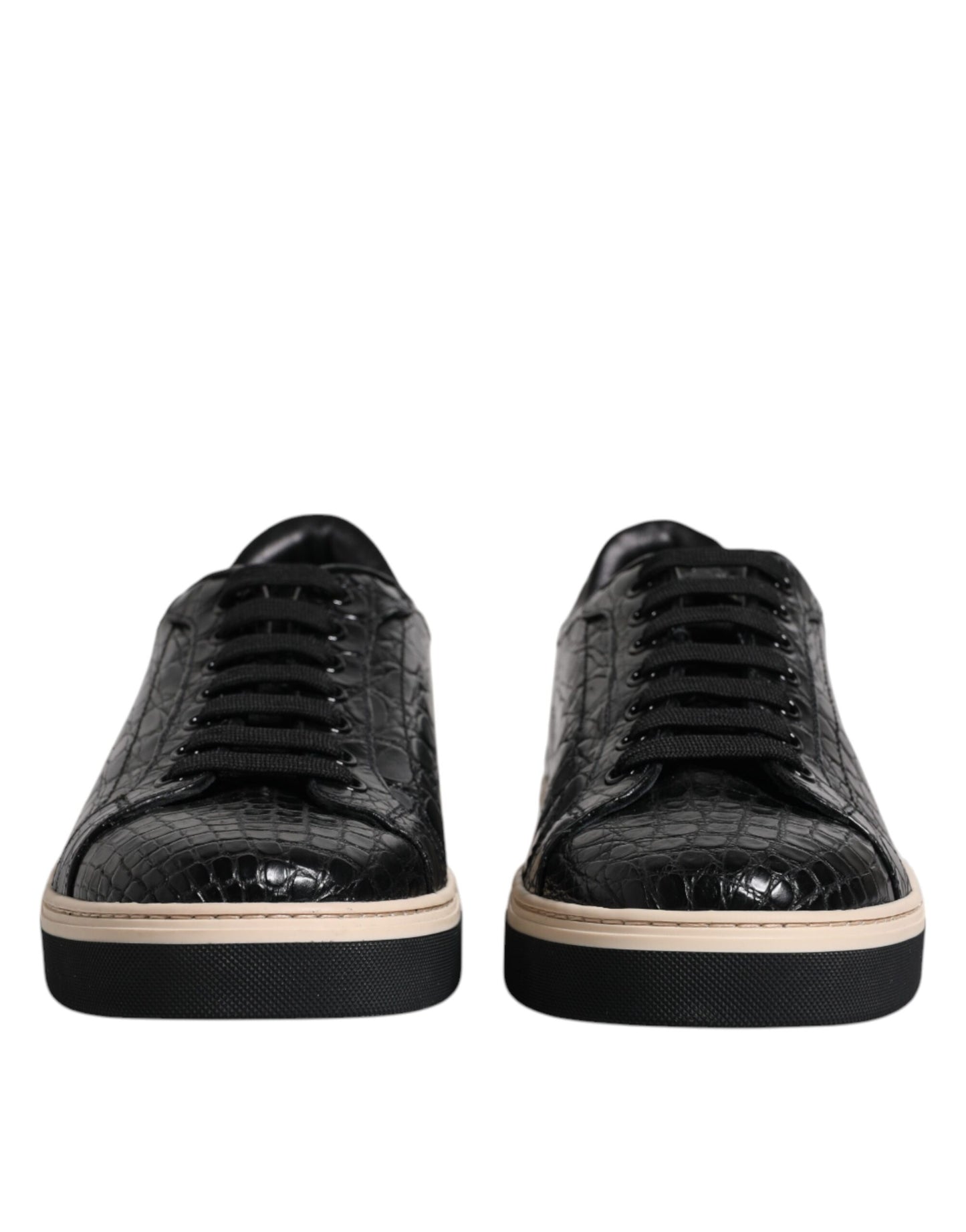 Black Leather Low Top Men Sneakers Shoes