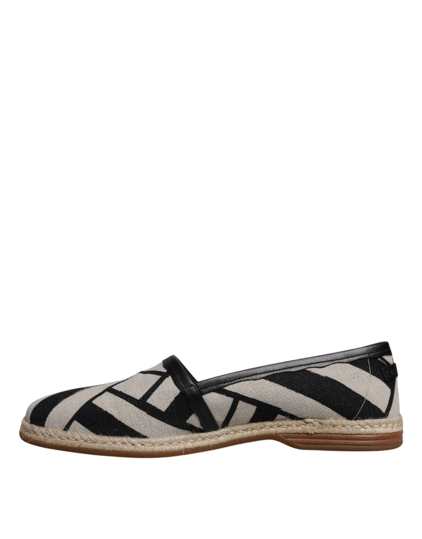 Black White Stripes Slip On Espadrille Shoes