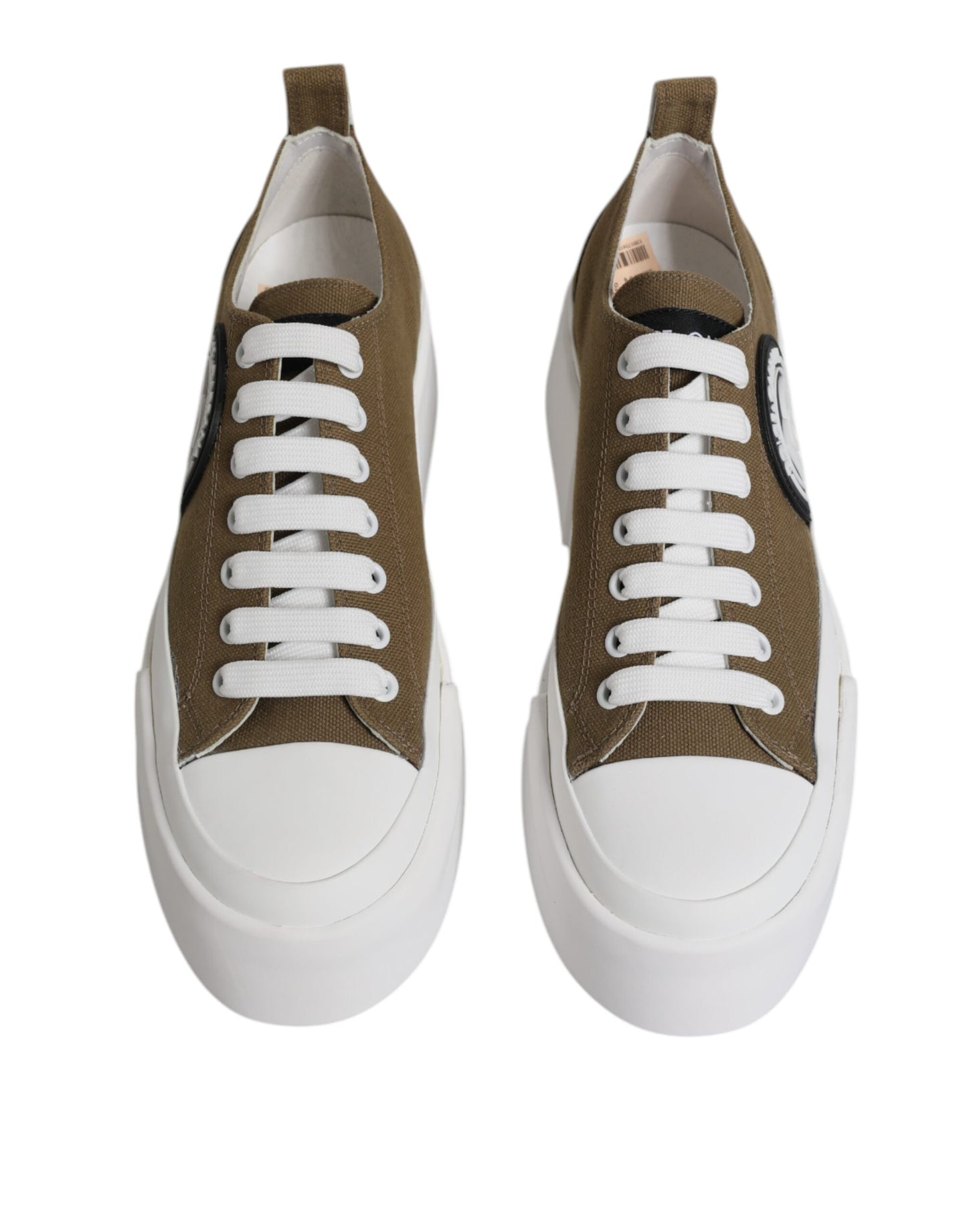 Brown White Canvas Logo Low Top Sneakers Shoes