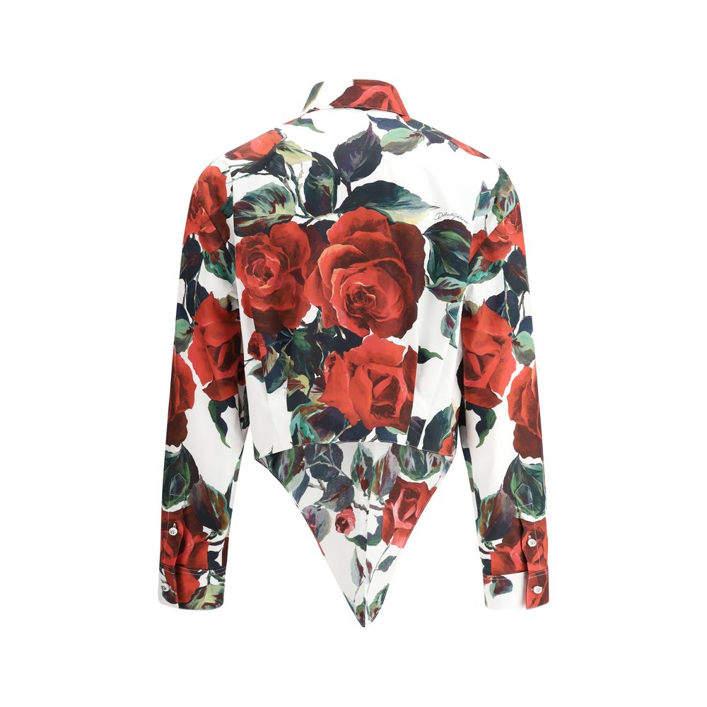 Asymmetrical rose print Shirt