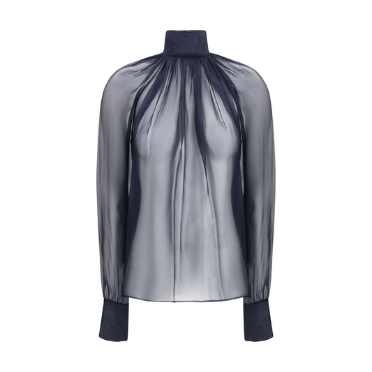 Semi-transparent silk blouse